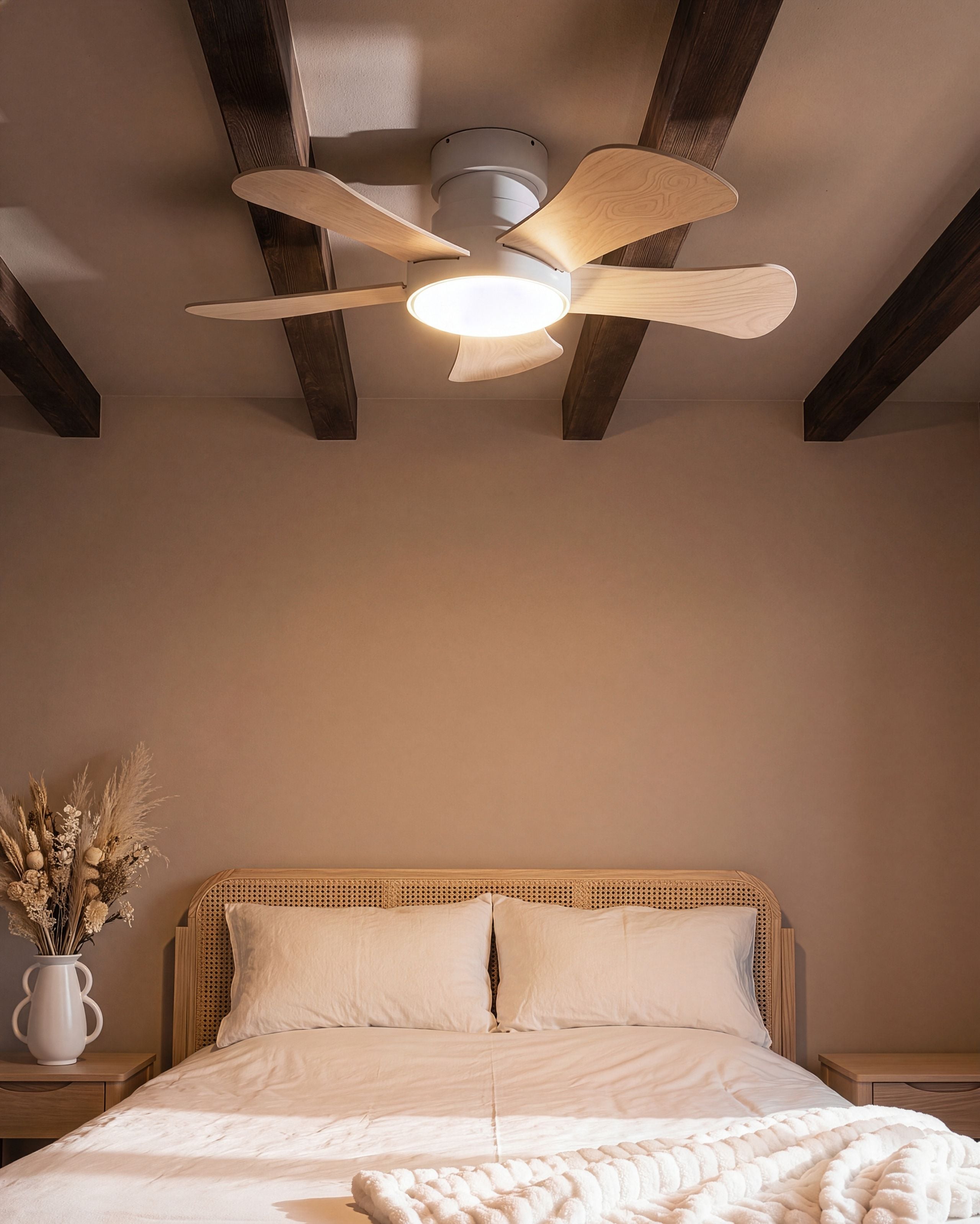 Takfläkt med lampa BIVENS med fjärrkontroll LED Ljusbeige