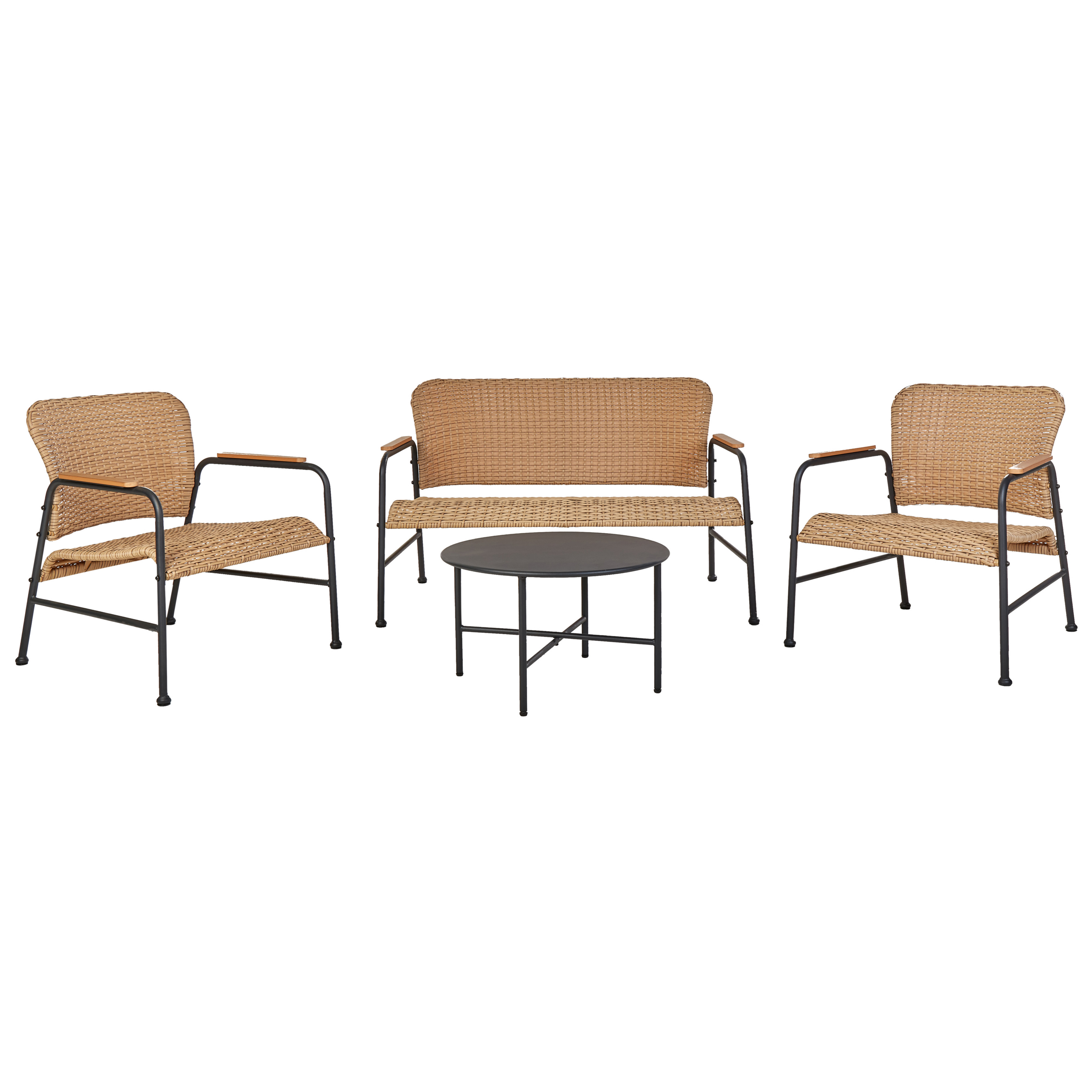 Trädgårdssoffgrupp med bord 4-sits OFANTO Konstrotting Naturlig