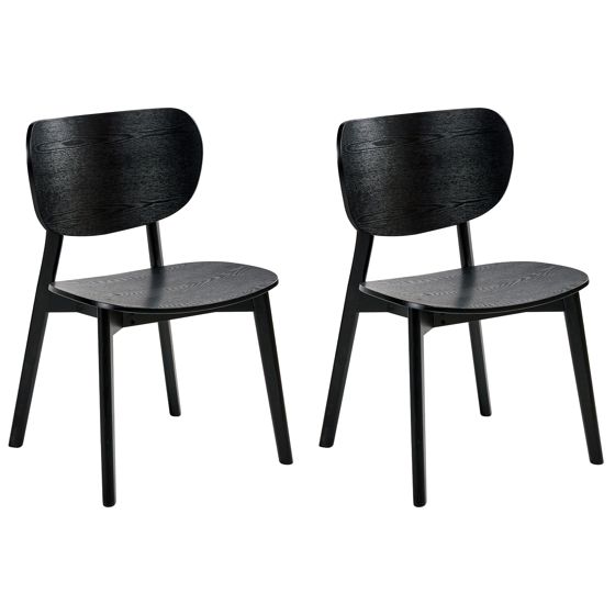 Set med 2 matstolar OVERLY Trä Svart askträ
