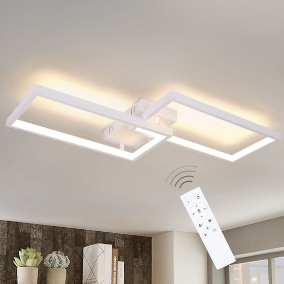 NETTLIFE dimbar 40W LED-taklampa i metallvit modern med fjärrkontroll lämplig för kök, vardagsrum och sovrum
