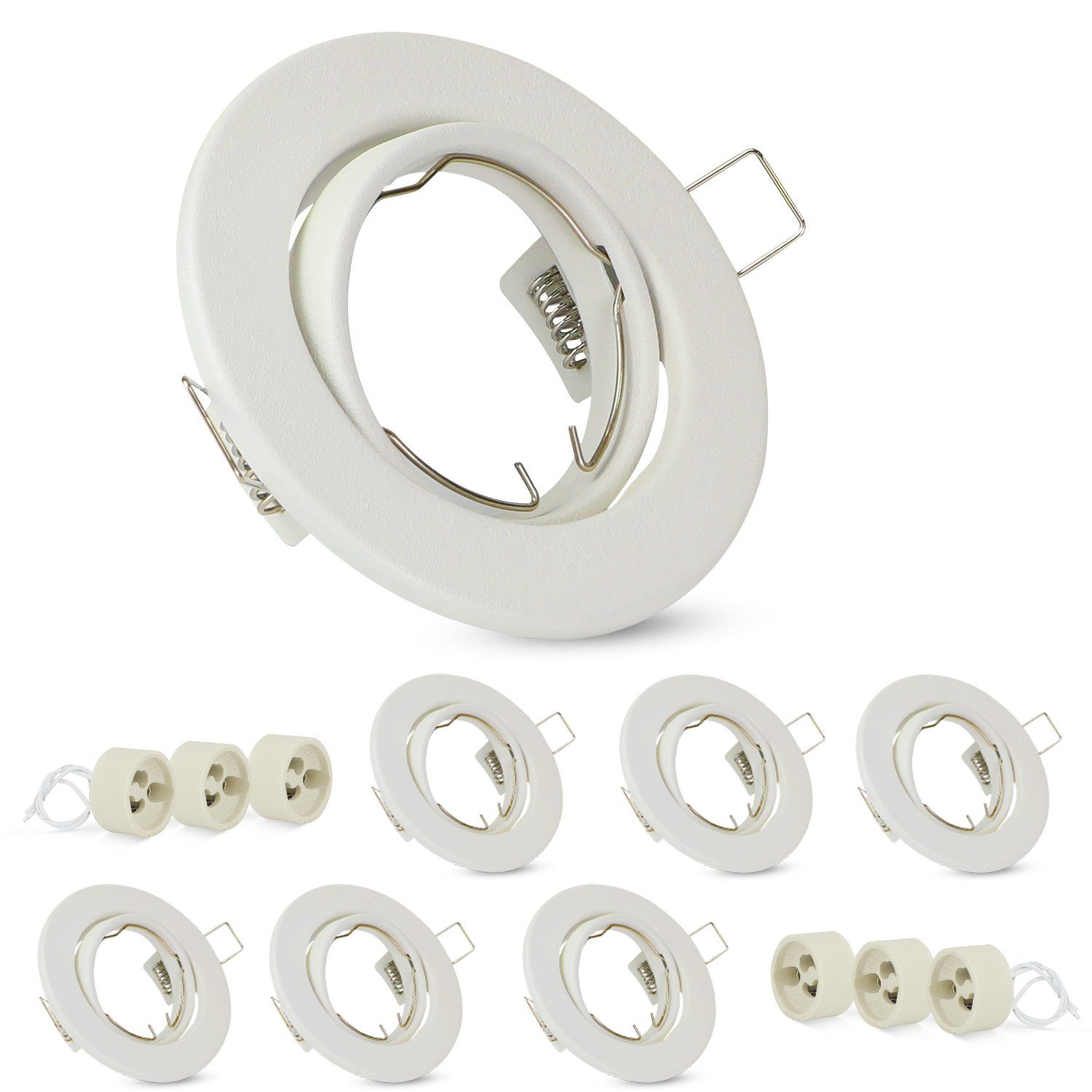 NETTLIFE Infällda ramset, 6 st infällda spotlights, GU10, infälld ram, vit, 50 mm, rund, metall