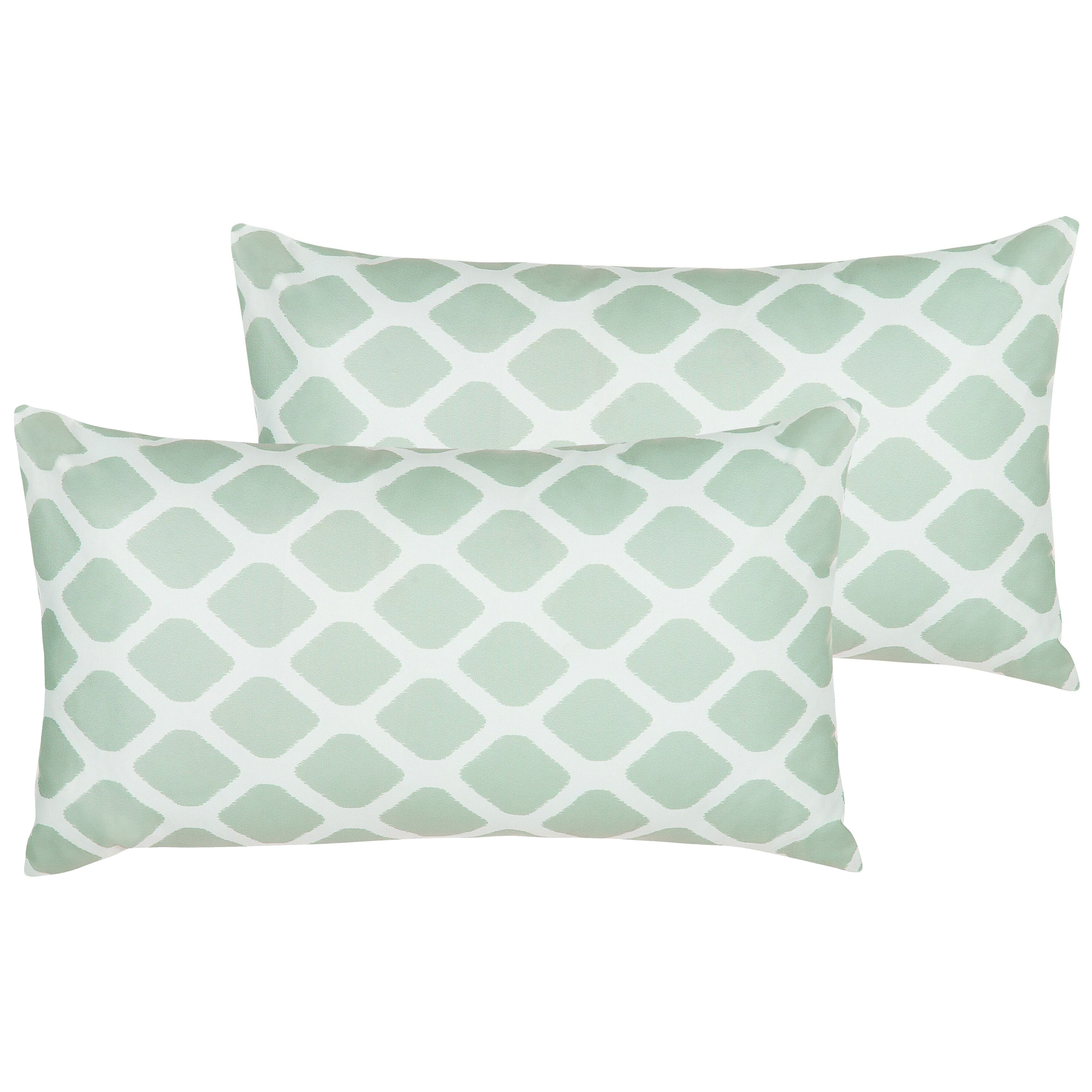 Set med 2 utomhusdynor KALAMOS Geometriskt tryck 40 x 70 cm Mintgrön