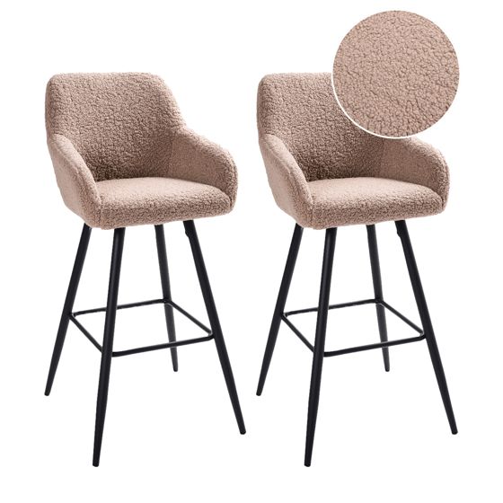 Set med 2 barstolar CASMALIA Bouclé Taupe