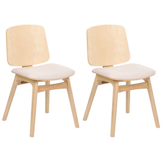 Set med 2 matstolar CHARLESTON Trä Ljusbrun/ Ljusbeige