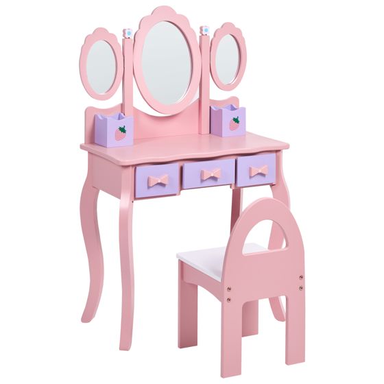 Sminkbord för barn med stol ROSABELLE Rosa