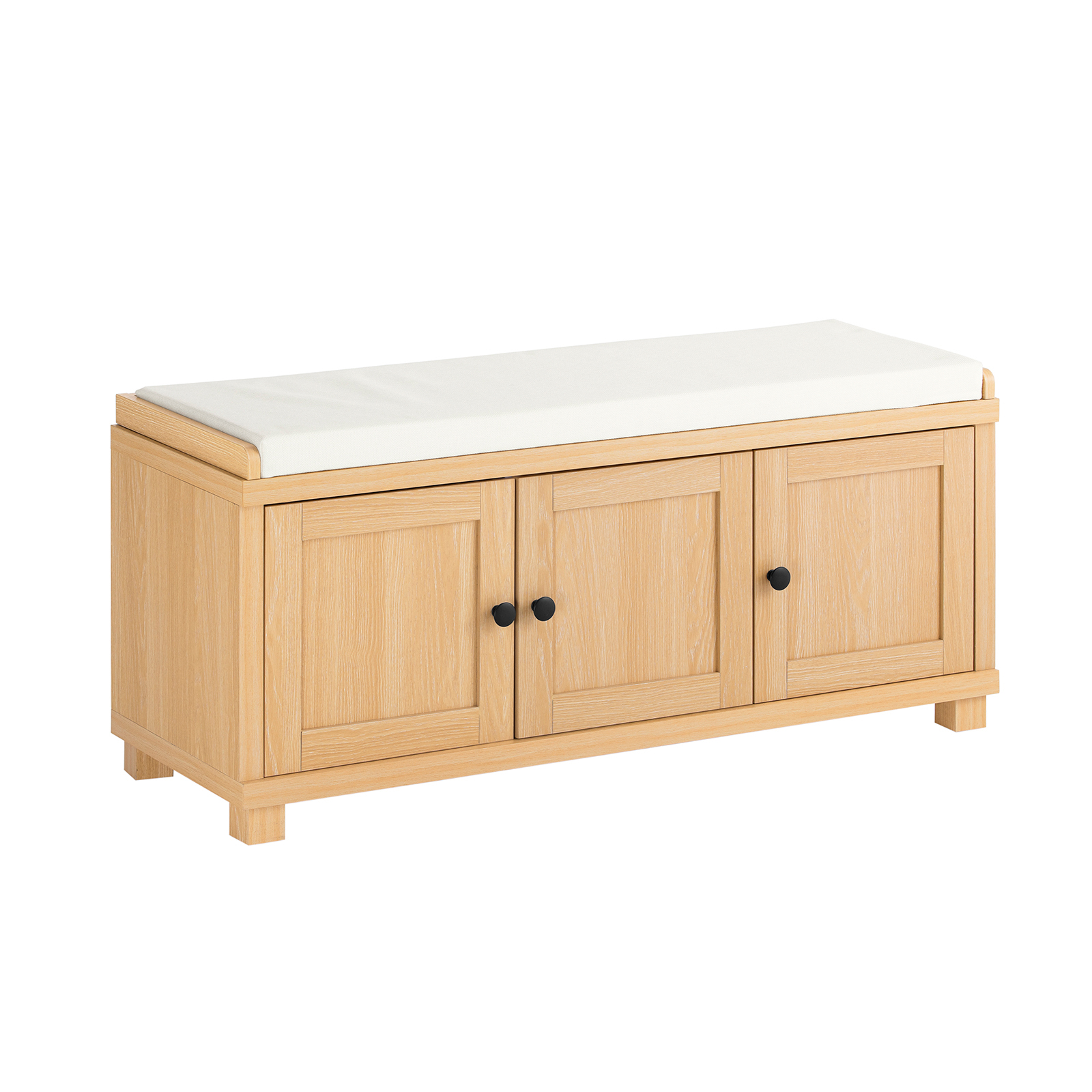 SoBuy Skobänk med sits, skoskåp med sittbänk – för 10 par skor, stabil sittbänk 225 kg, platsbesparande skohylla för hall vardagsrum, träutseende 104 x 34 x 47 cm FSR188-N
