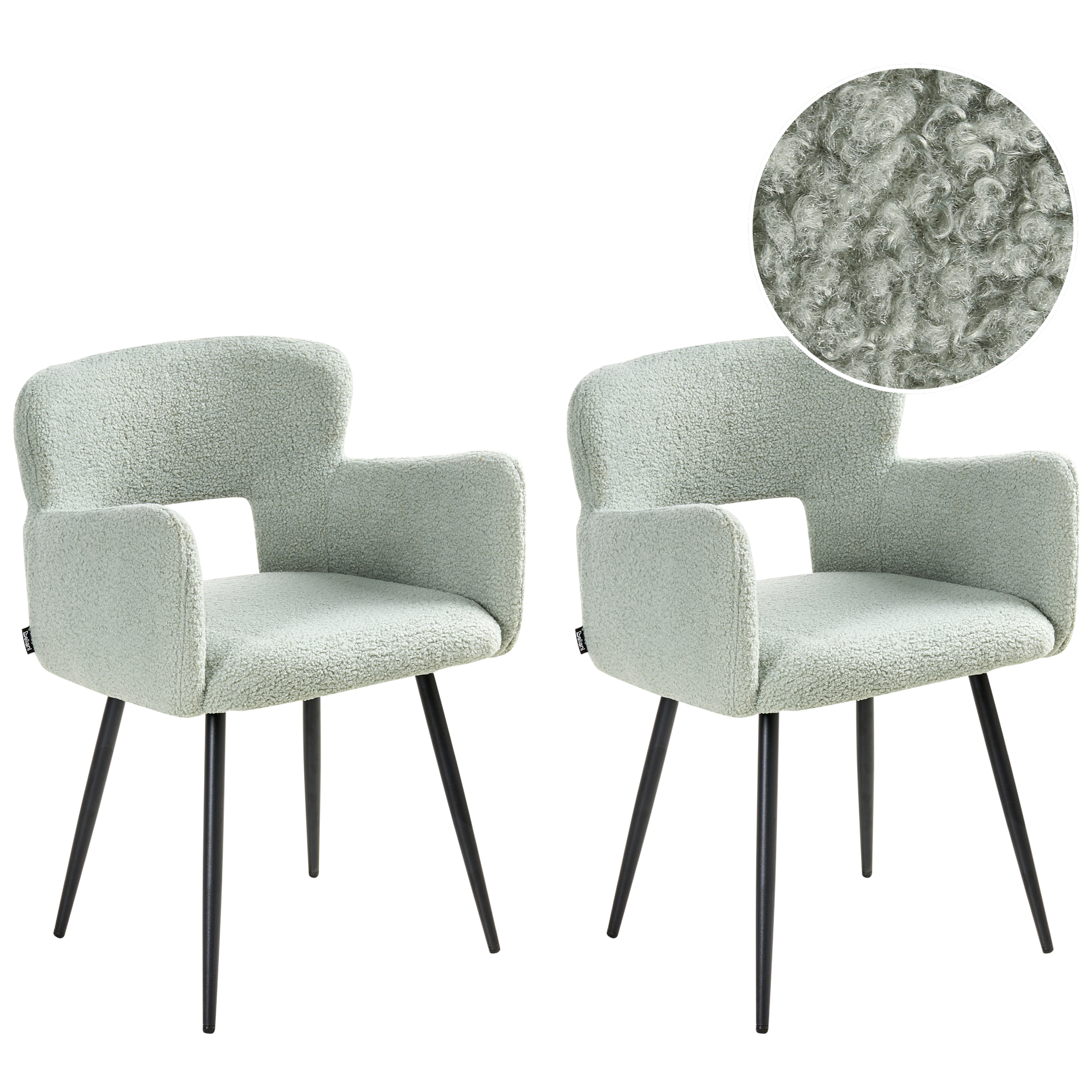 Set med 2 matstolar SANILAC Bouclé Ljusgrön