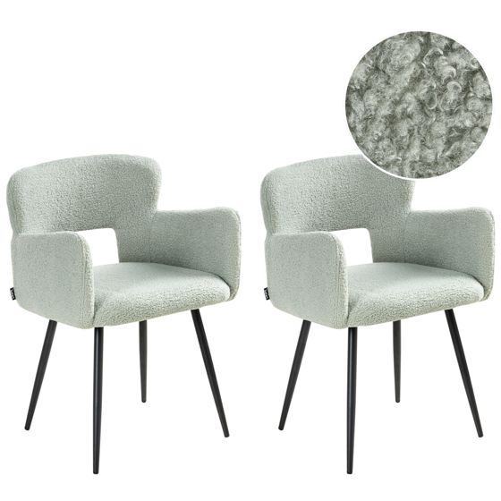 Set med 2 matstolar SANILAC Bouclé Ljusgrön
