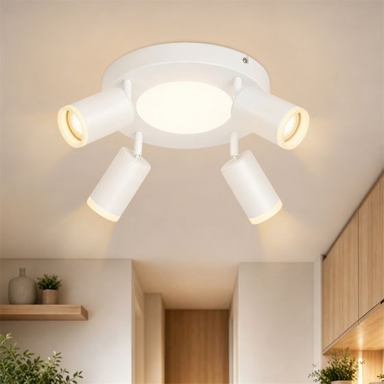 NETTLIFE Takspotlight 4 runda lampor 20W 3000K GU10 enkel installation varmvit 350° justerbar modern
