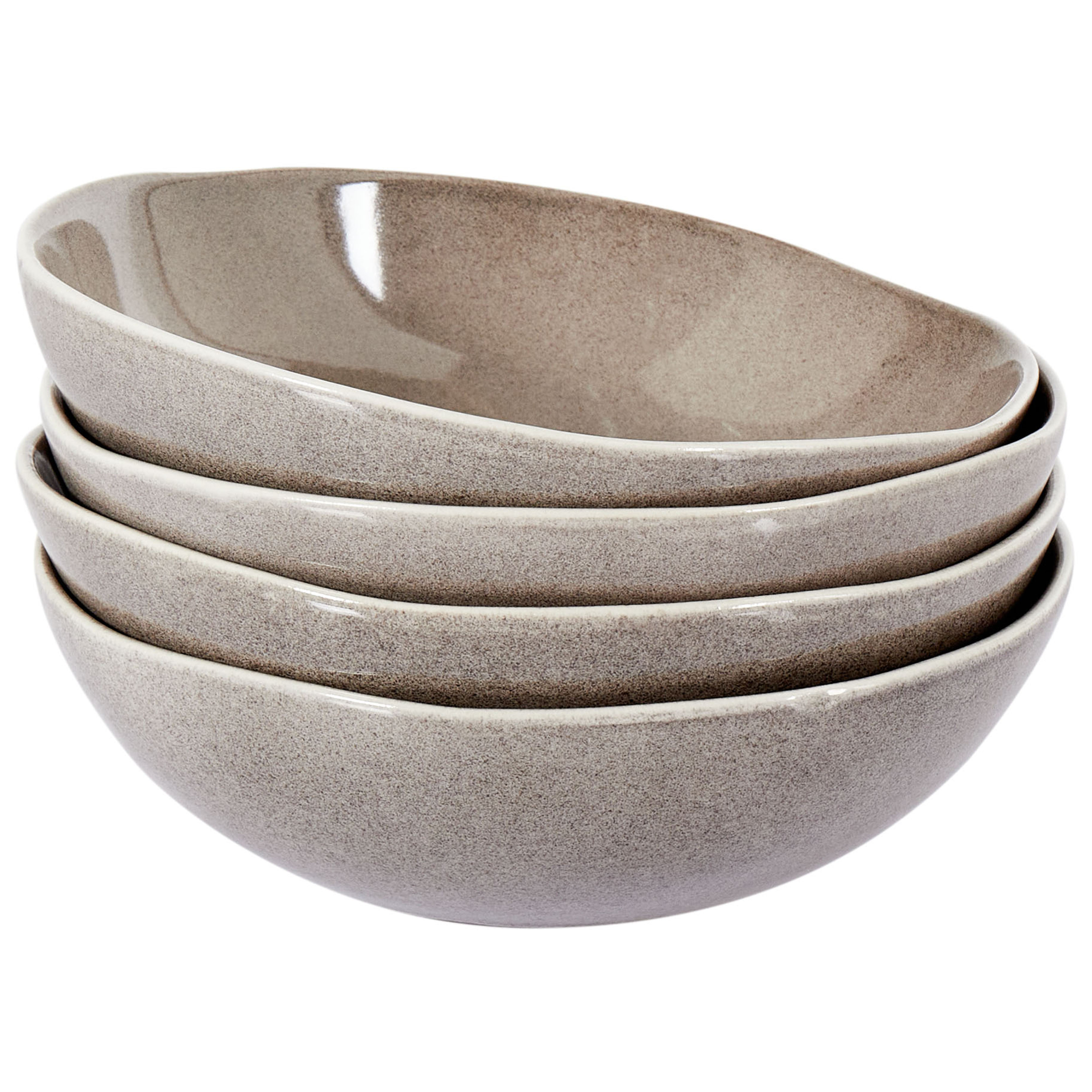 Set med 4 djupa tallrikar COSTMARY Stengods Grå 19 cm
