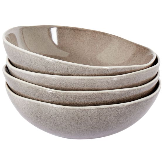 Set med 4 djupa tallrikar COSTMARY Stengods Grå 19 cm