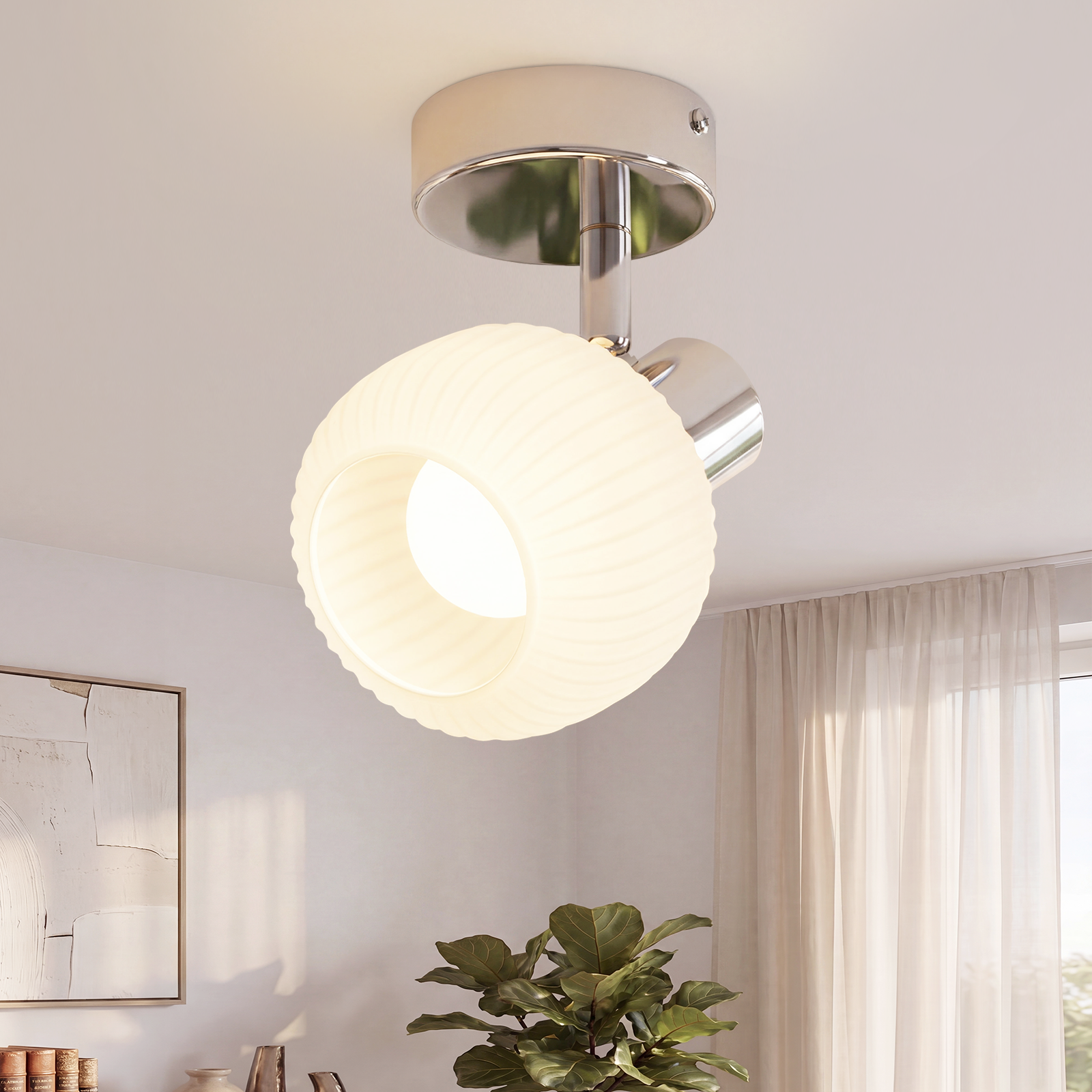 NETTLIFE vit takspotlight E14 vintage - glasskärm för inomhusbruk modern spotlight för sovrum, vardagsrum