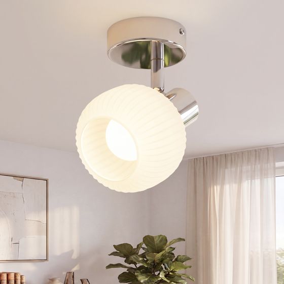 NETTLIFE vit takspotlight E14 vintage - glasskärm för inomhusbruk modern spotlight för sovrum, vardagsrum