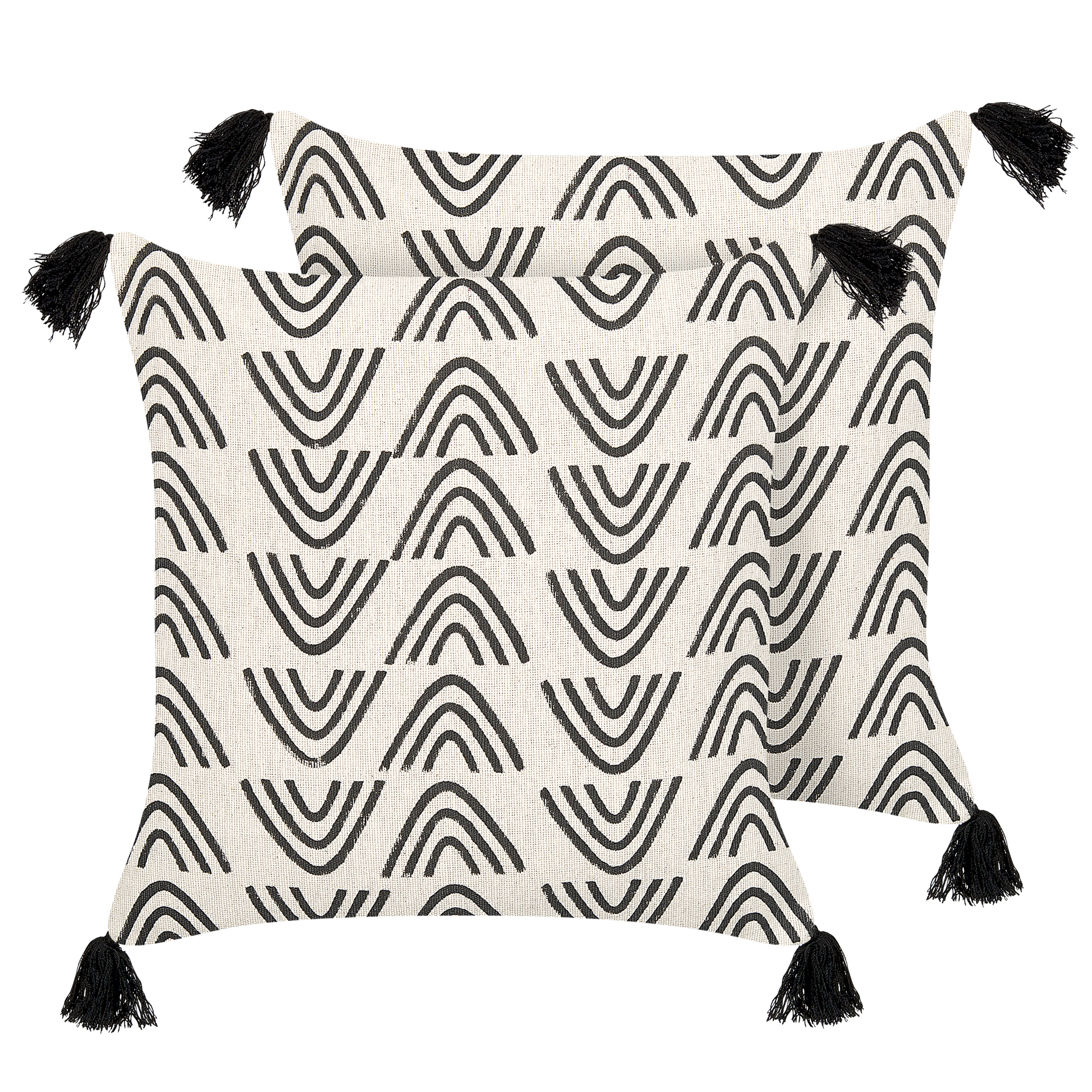 Set med 2 prydnadskuddar MAYS 45 x 45 cm Bomull Vit Geometriskt tryck