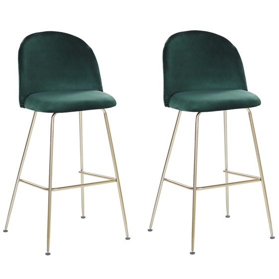 Set med 2 barstolar ARCOLA Sammet Smaragdgrön