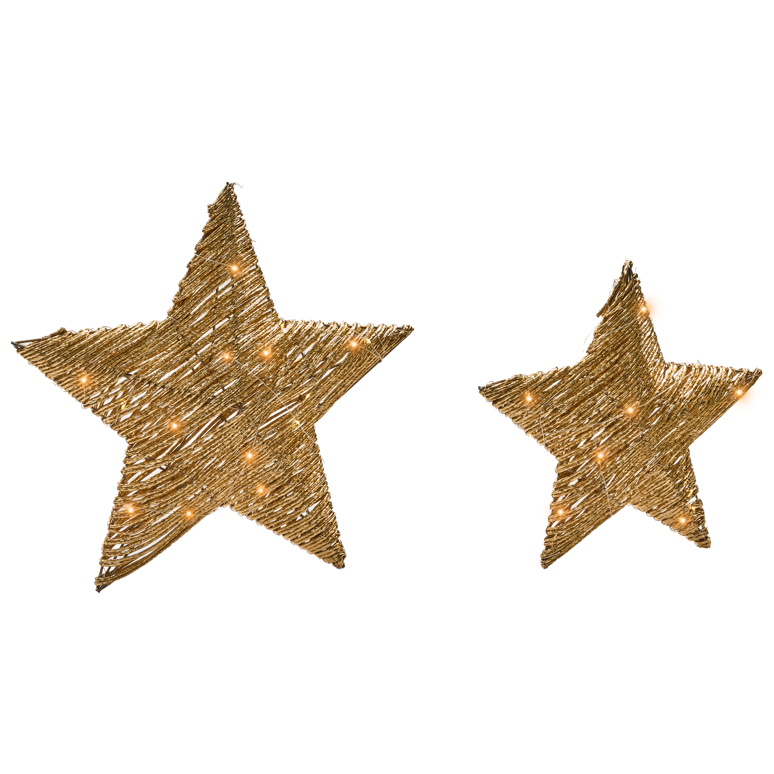 Set med 2 julpynt LED HAMPEN 24/30 cm Stjärna Guld