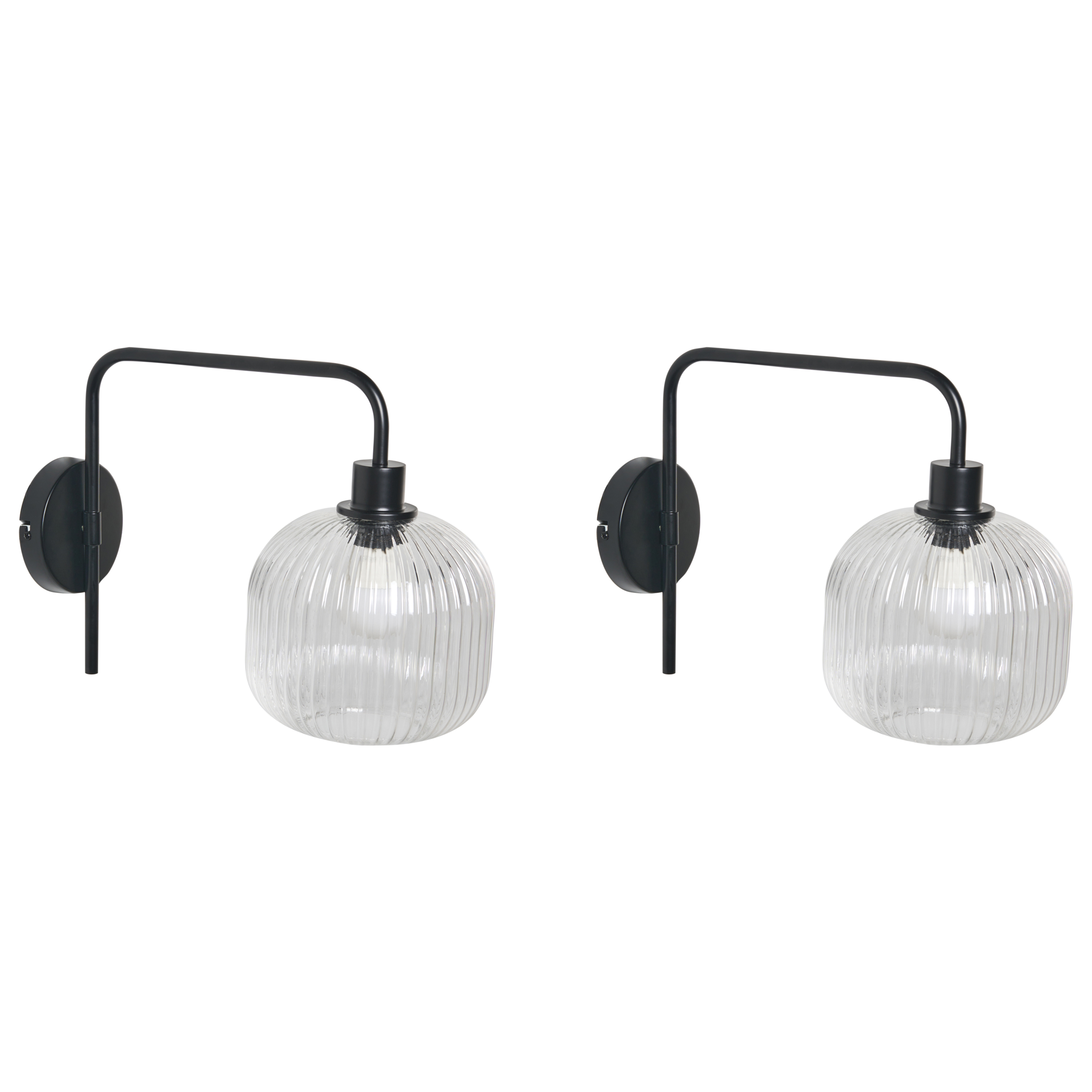 Set med 2 vägglampor COMAPALA Metall Svart