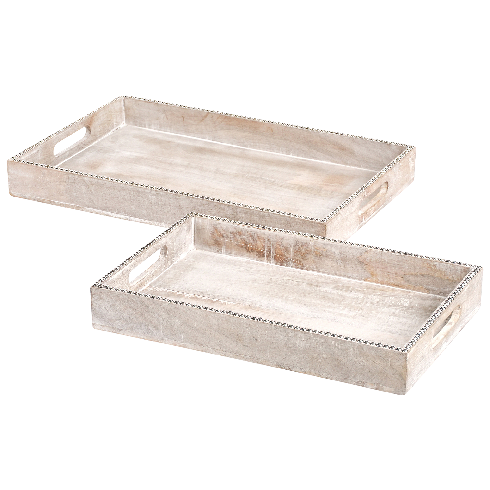 Set med 2 serveringsbrickor QUENA Mangoträ Ljusbrun