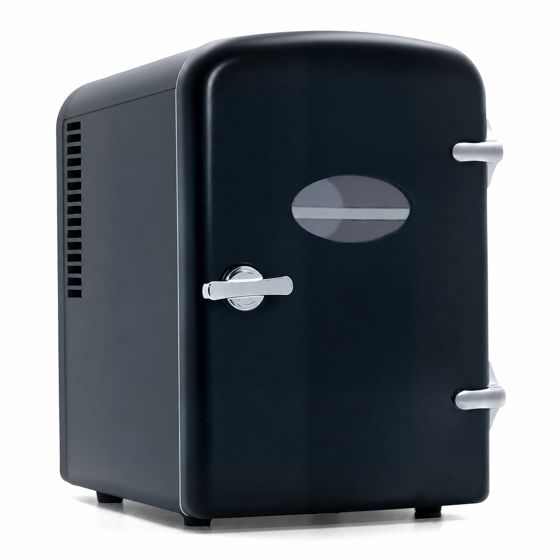 NETTLIFE Minikylskåp 4L Litet kylskåp 12V 230V Perfekt för bil, sovrum, camping, kontor och resor (svart)