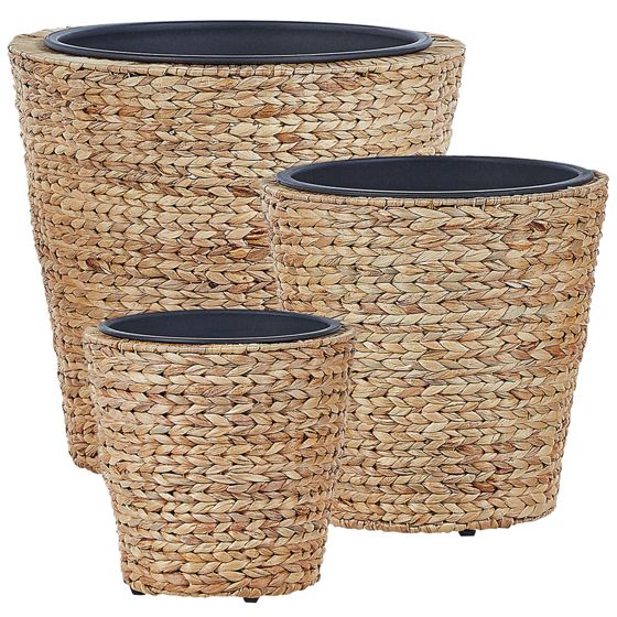 Set med 3 växtkrukor PLAKA 29/37/49 cm Vattenhyacint Naturlig