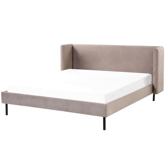 Säng med lamellram Sammet ARETTE 160 x 200 cm Taupe