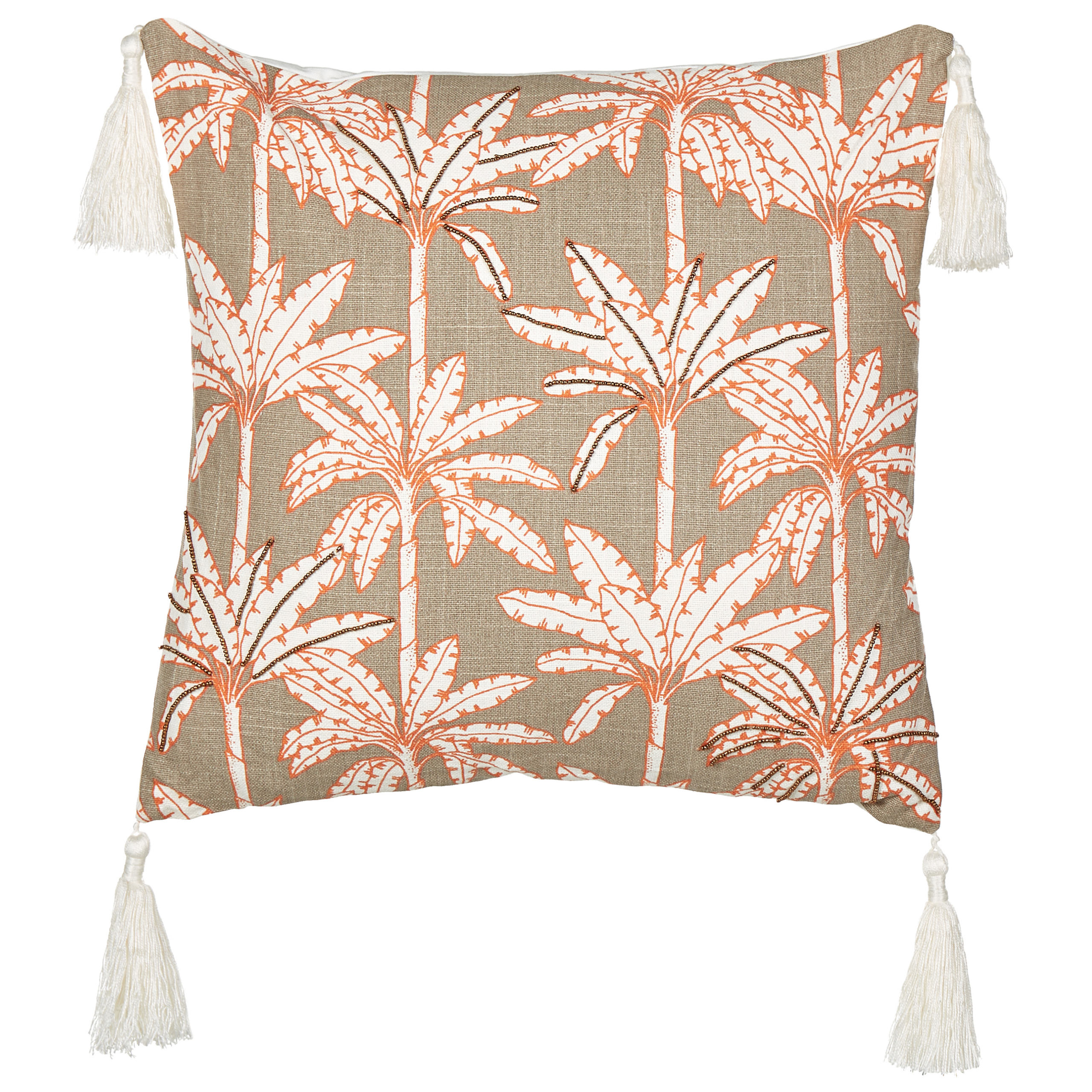 Prydnadskudde MELOBESIA 45 x 45 cm Bomull Beige Växtmotiv