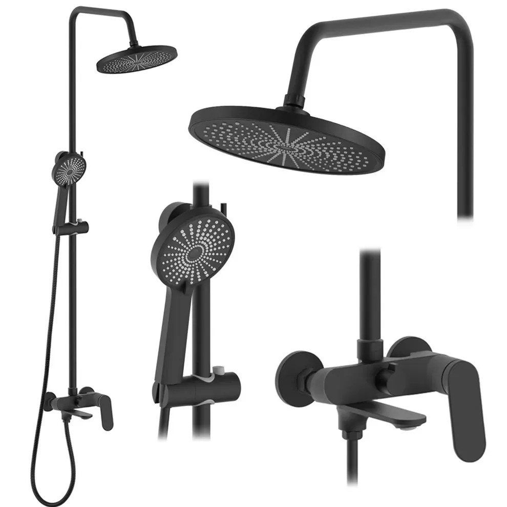 REA Duschset MARCO Svart, 25x12,5x117cm