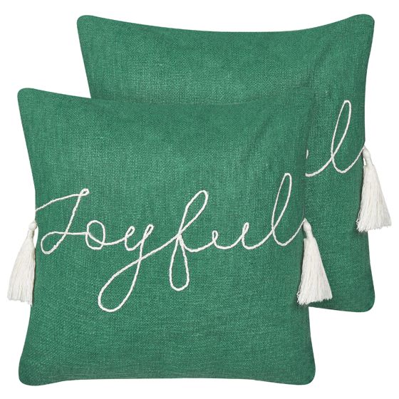 Set med 2 prydnadskuddar ELETTARIA 45 x 45 cm Bomull Grön Julmotiv