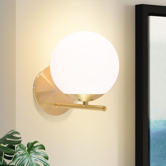 NETTLIFE - vägglampa, sovrumslampa i hallen, vintage - guldfärgad glaskula, E27, sänglampa i metall