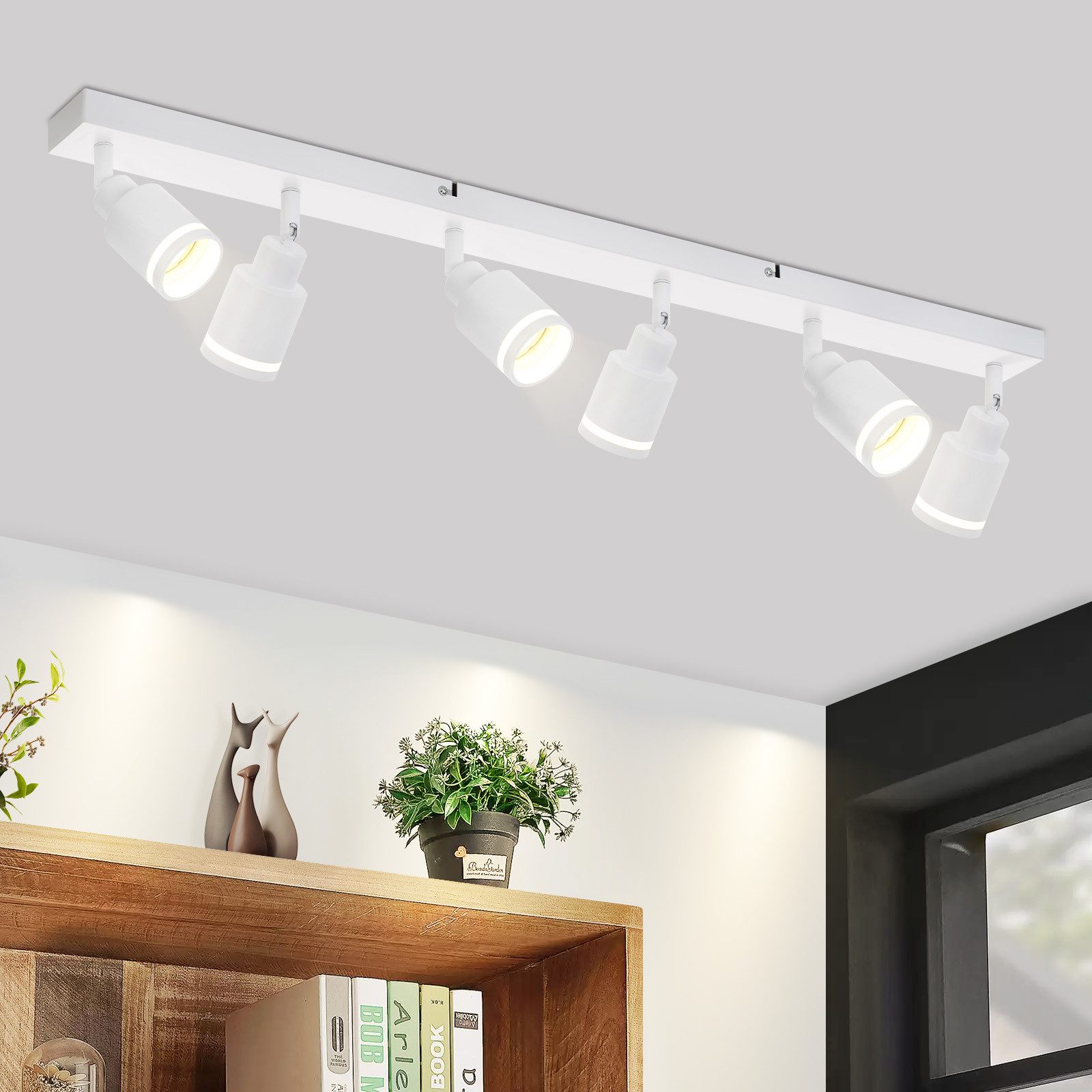 NETTLIFE modern vit taklampa: 6 justerbara metallspotlights i taket, GU10 för kontor, sovrum utan glödlampa