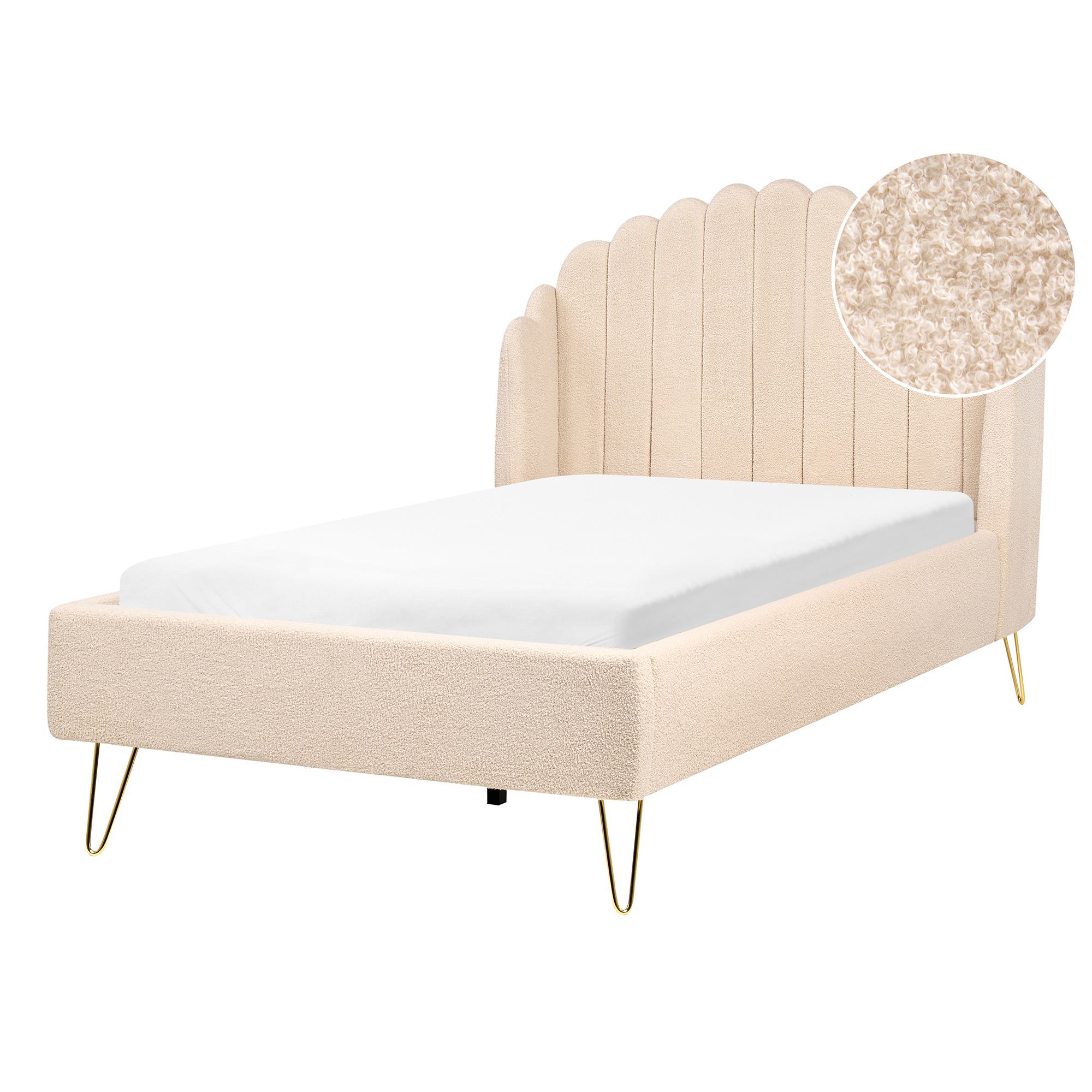 Säng med lamellram Bouclé AMBILLOU 120 x 200 cm Beige