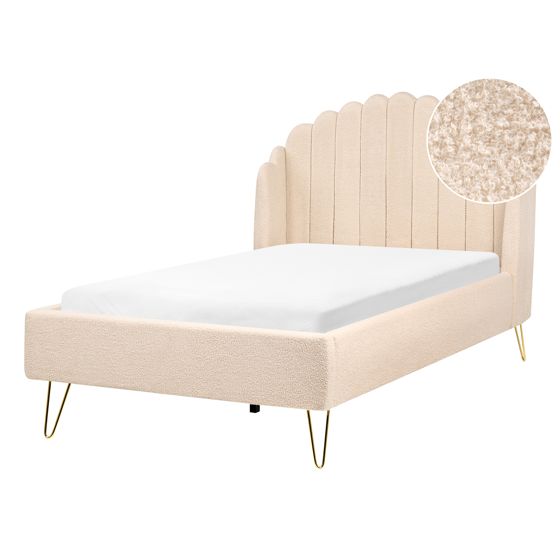 Säng med lamellram Bouclé AMBILLOU 120 x 200 cm Beige