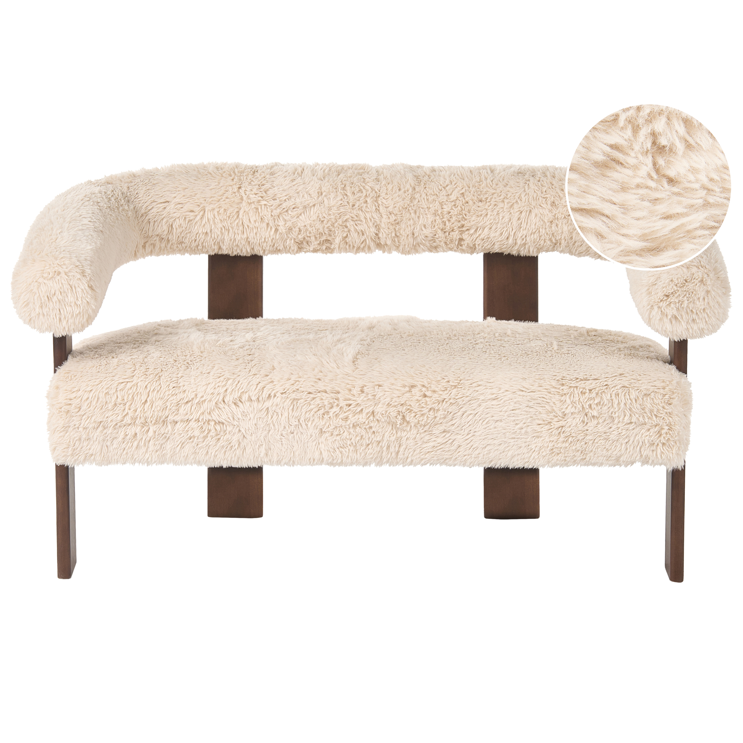 Soffa 2-sits ILBRO Fuskpäls Off-White/ Mörkbrun