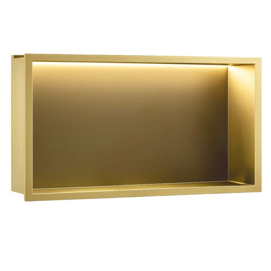 REA Inbyggd Badrumshylla LED 30x60 Borstat Guld, 10x60x30cm