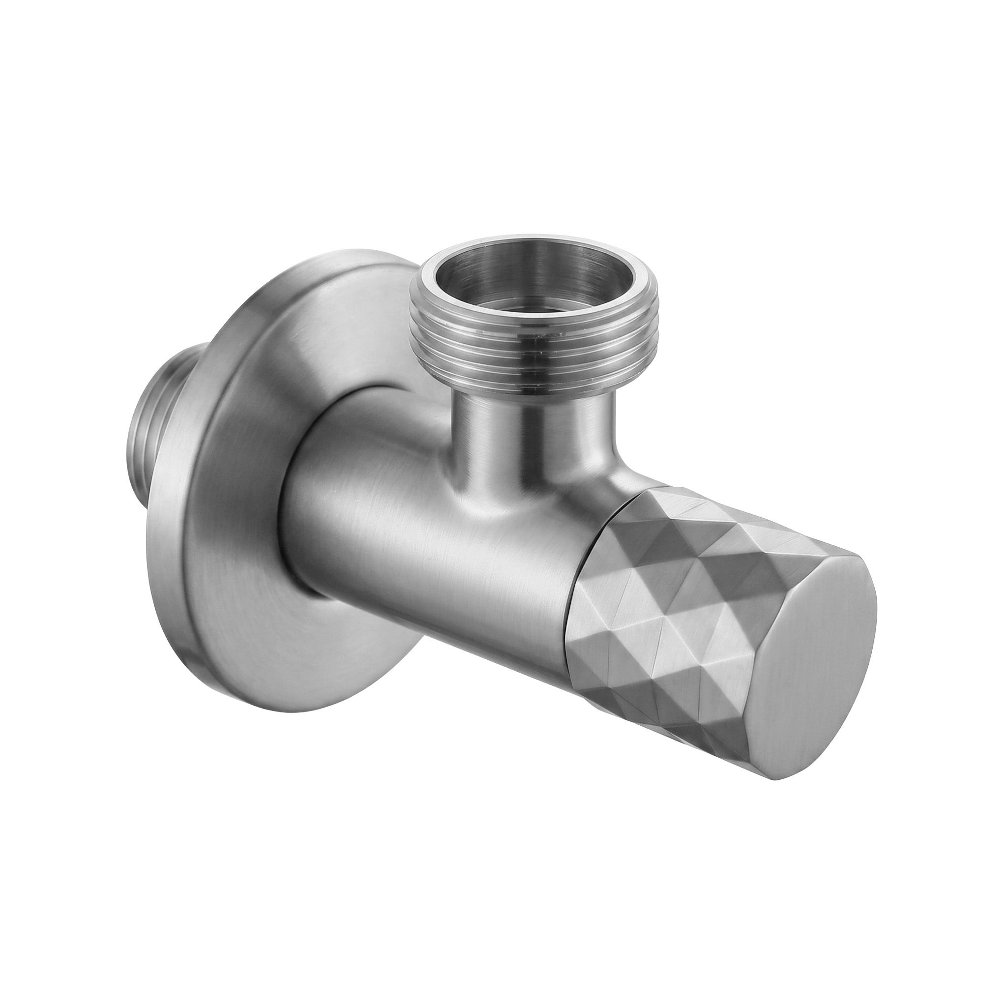 REA vinkelventil Diamond 03 1/2" x 3/4" , Borstat stål, 6,6x5x4,1cm