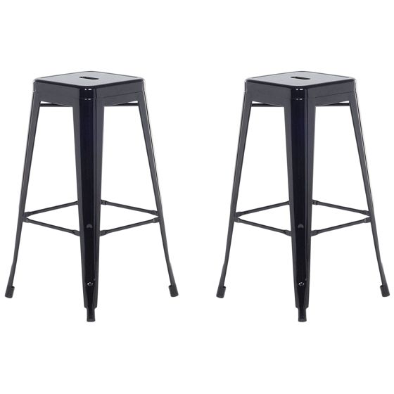Set med 2 barstolar CABRILLO Metall Svart