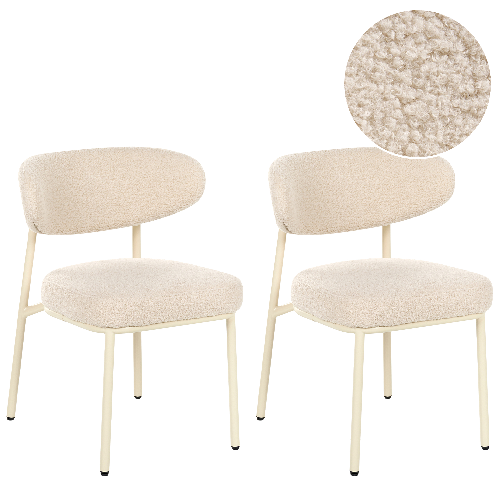 Set med 2 matstolar UNITY Bouclé Ljusbeige