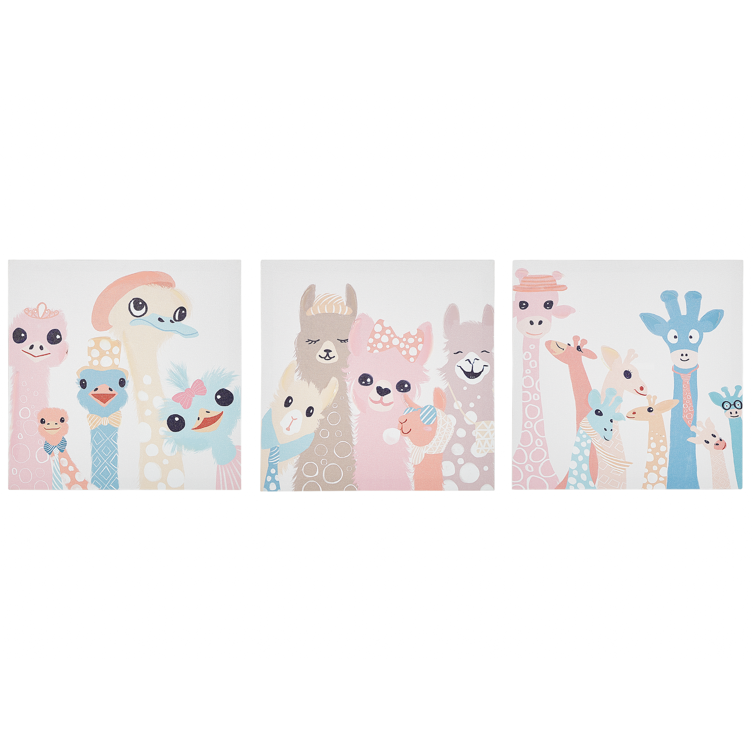 Set med 3 canvastavlor TILLIA 30 x 30 cm Djurmotiv Flerfärgad