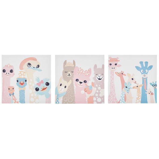 Set med 3 canvastavlor TILLIA 30 x 30 cm Djurmotiv Flerfärgad