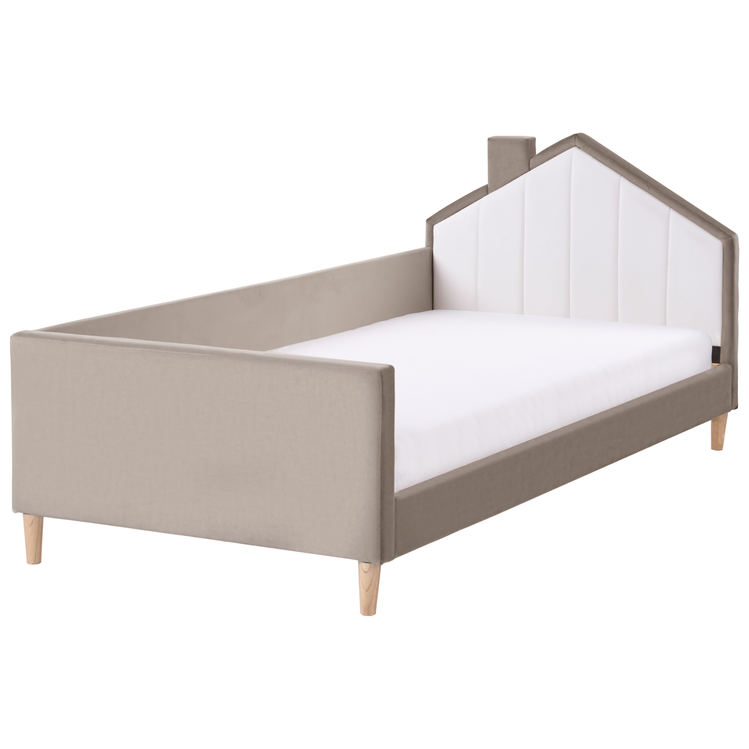 Barnsäng Hus Sammet KERVAN 90 x 200 cm Taupe