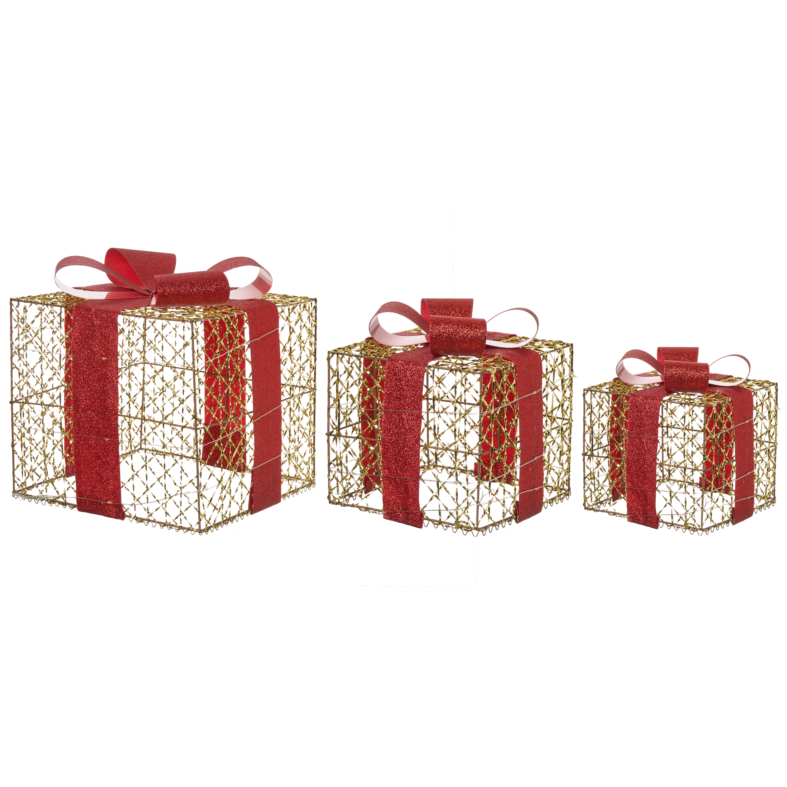 Set med 3 juldekorationer LED LYSEREN 20/25/30 cm Julklappar Guld