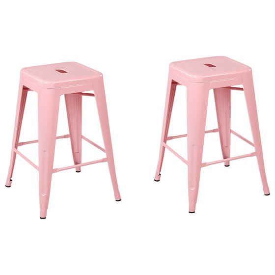 Set med 2 barstolar CABRILLO Metall Rosa