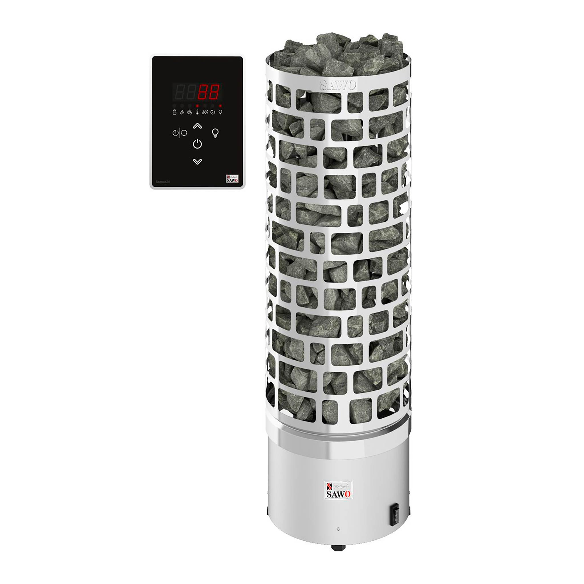 SAWO Bastuaggregat Aries Round Ni2, 6kW, 5-9m³, separat kontrollpanel