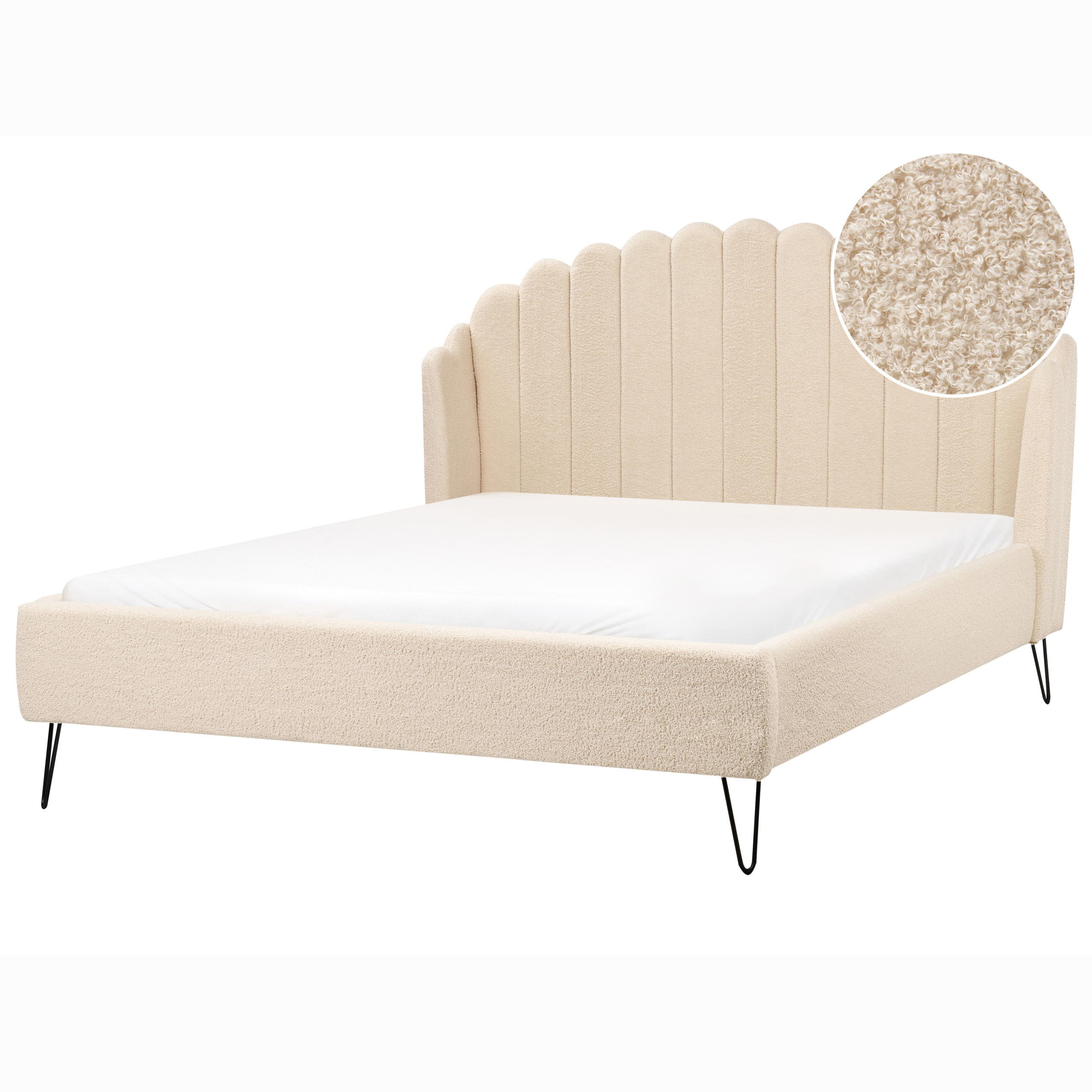 Säng med lamellram Bouclé AMBILLOU 140 x 200 cm Beige
