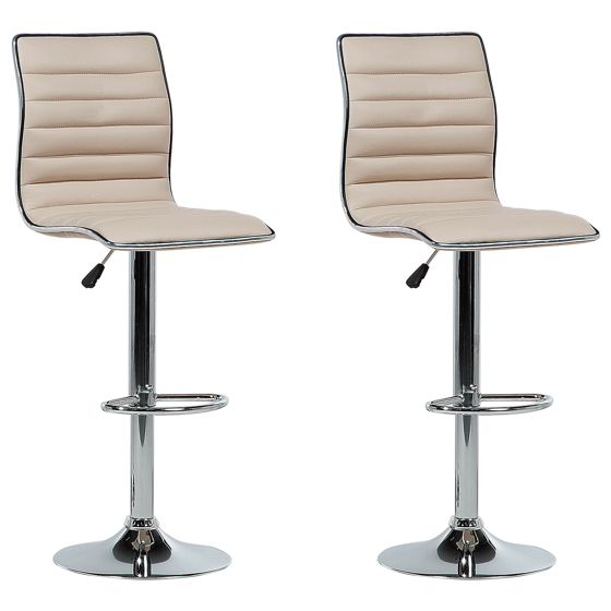 Set med 2 barstolar LUCERNE Vridbar Konstläder Ljusbeige