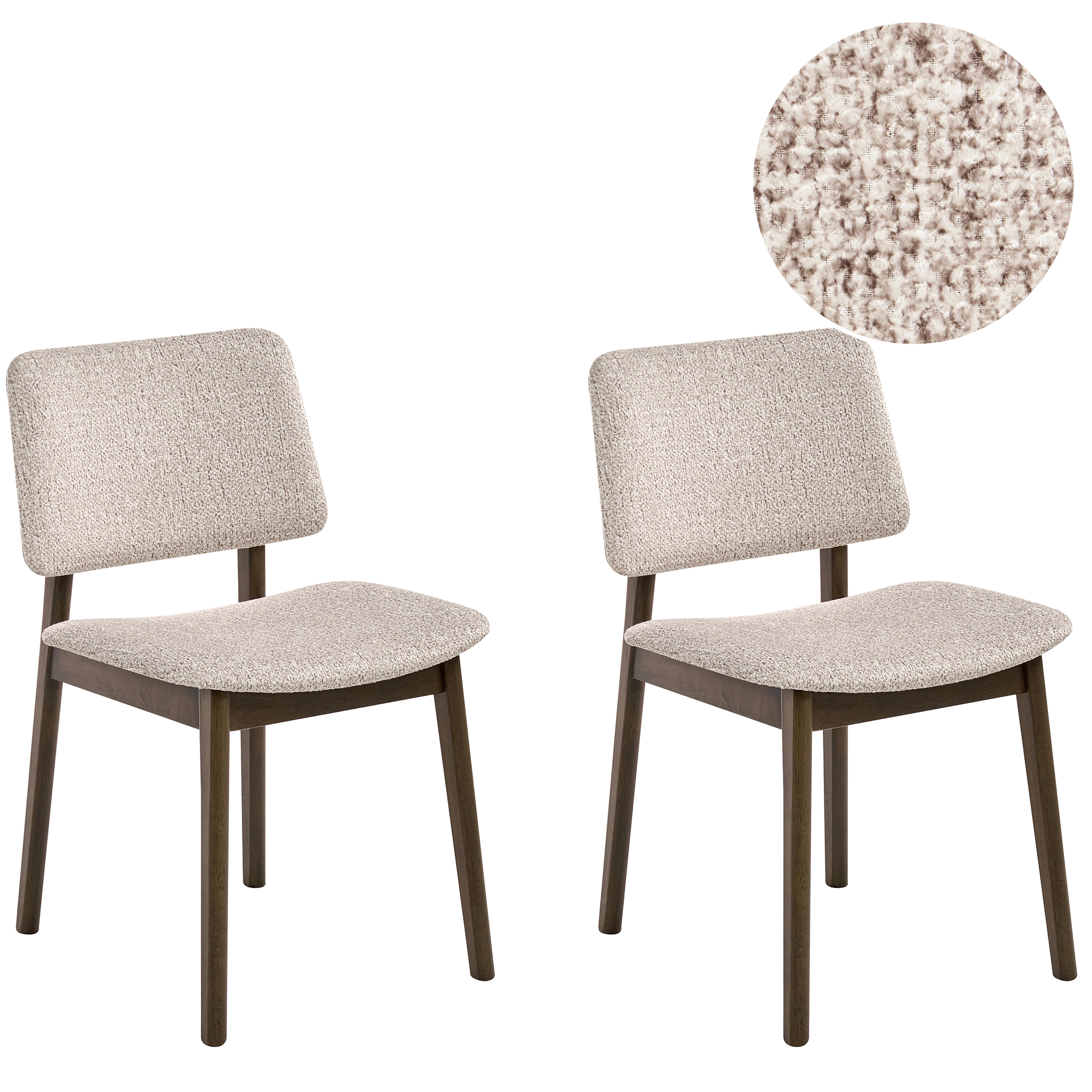 Set med 2 matstolar BLANE Bouclé Mörkbrun/ Taupe