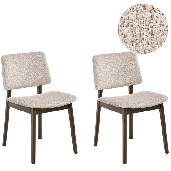 Set med 2 matstolar BLANE Bouclé Mörkbrun/ Taupe