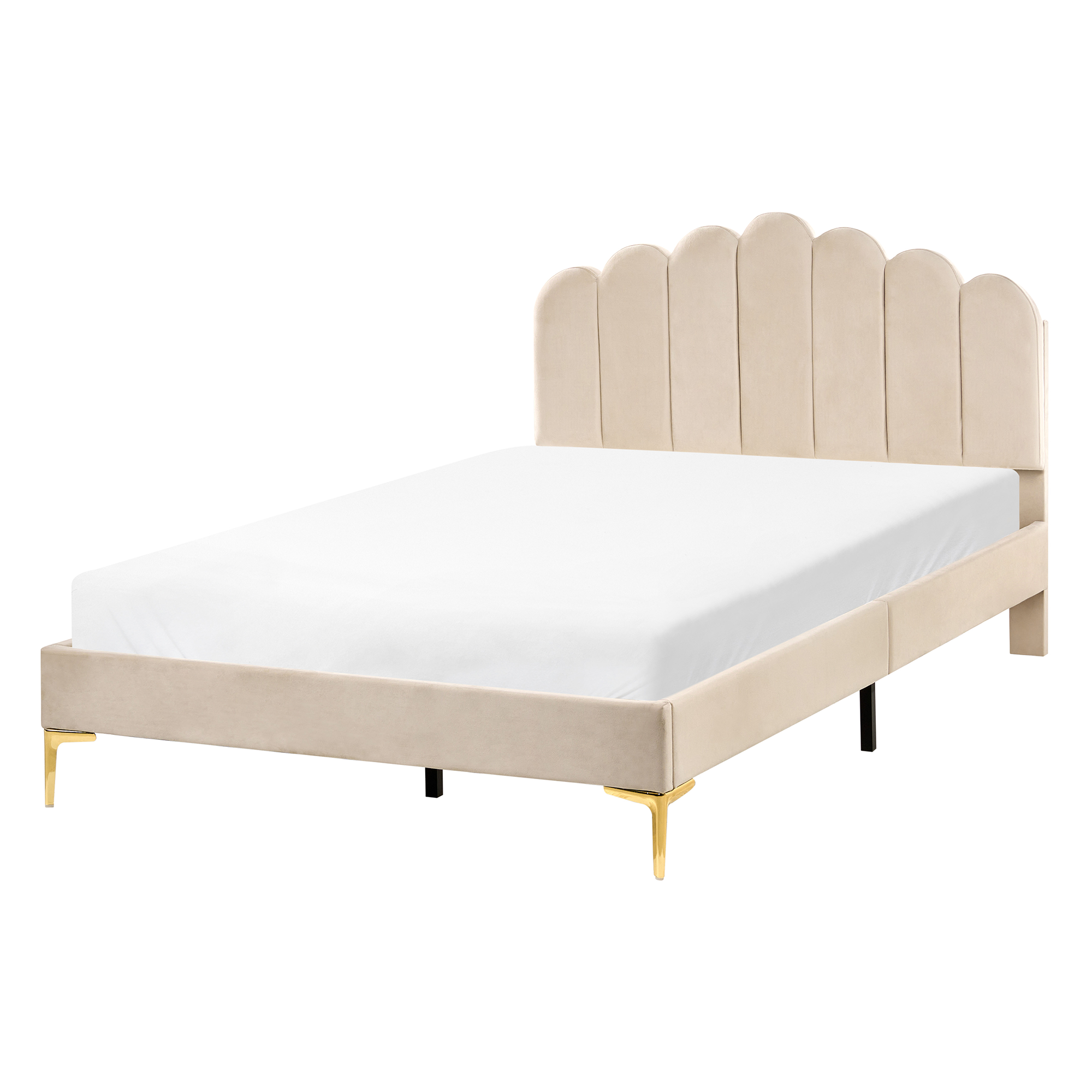 Säng med lamellram Sammet SAUVIAN 120 x 200 cm Beige