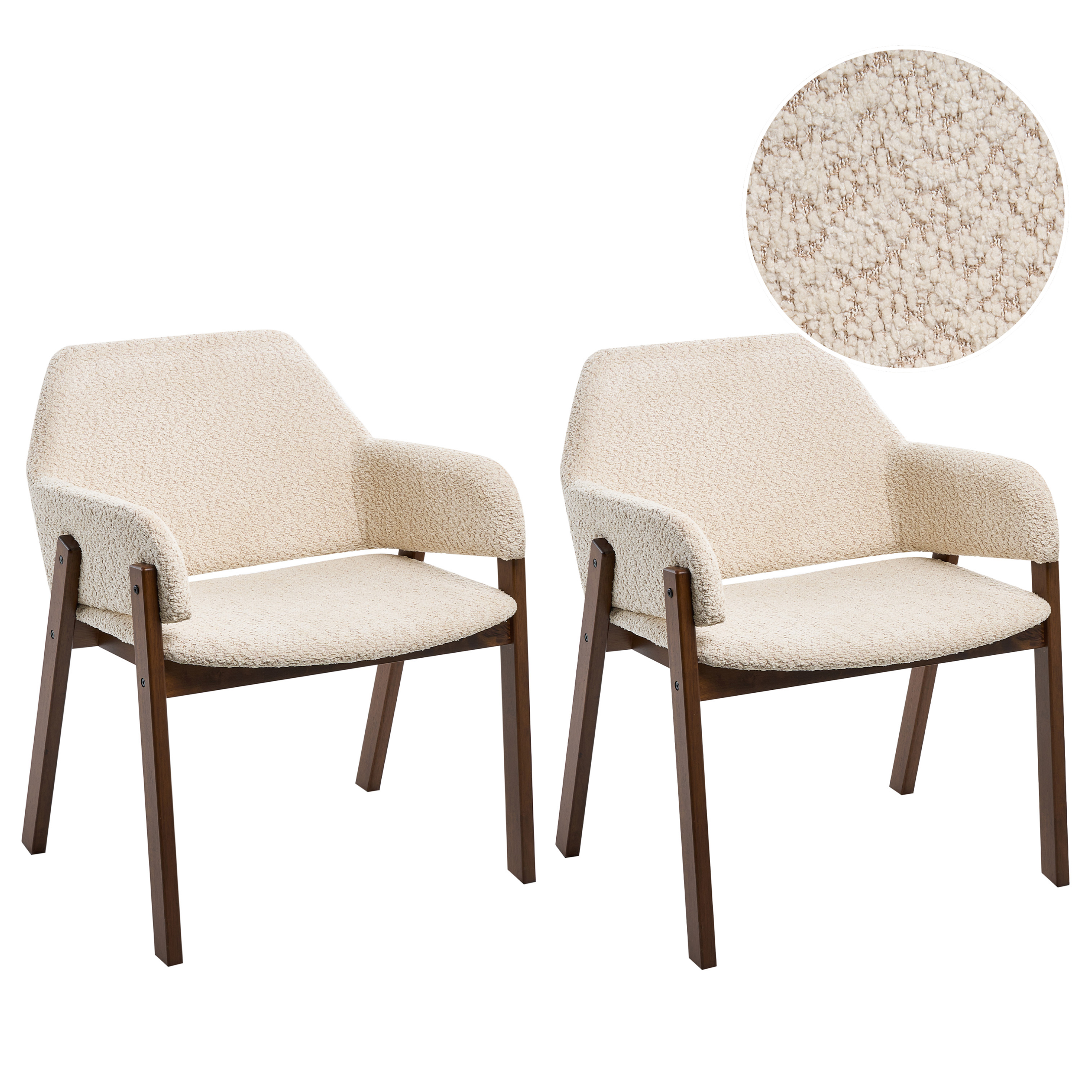 Set med 2 matstolar ALBION Bouclé Ljusbeige