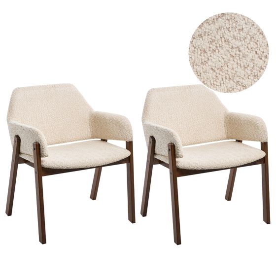 Set med 2 matstolar ALBION Bouclé Ljusbeige